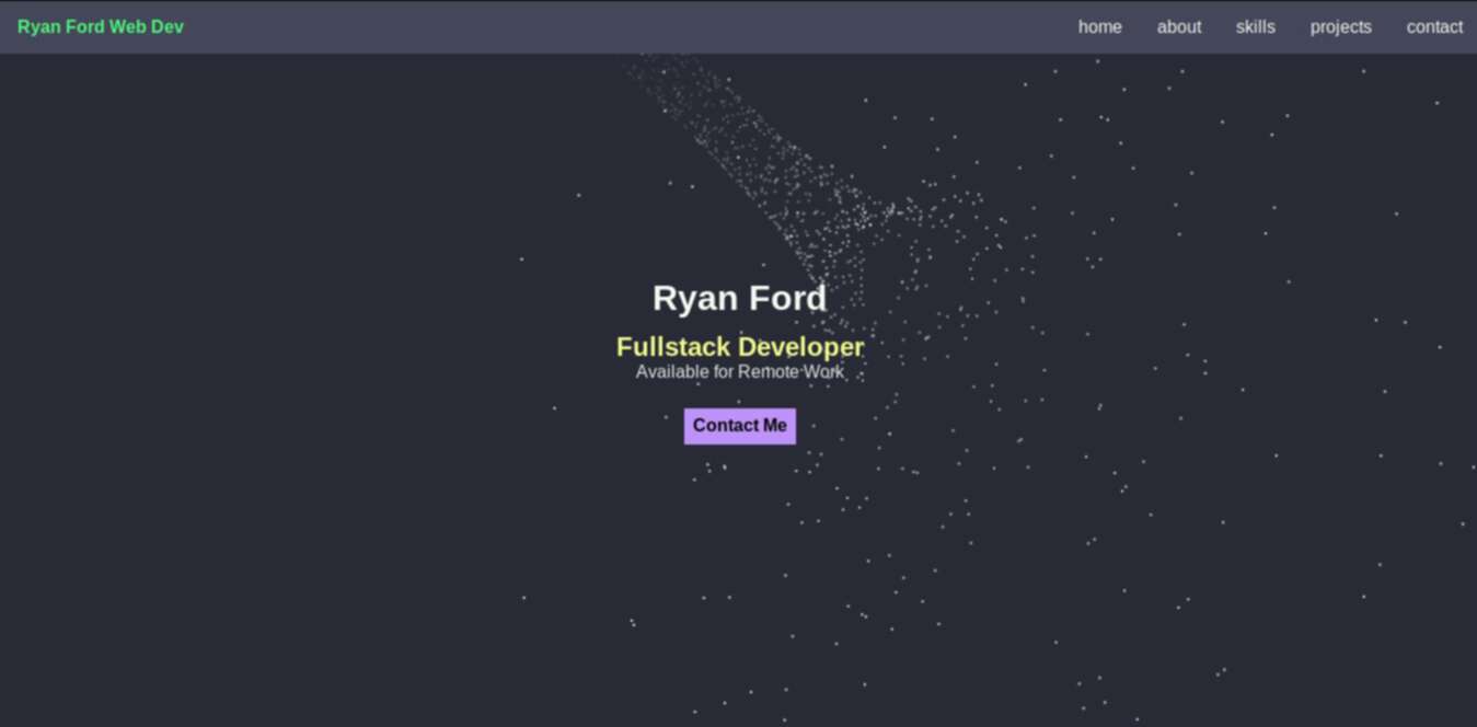 Screenshot of previous iteration of ryanford.dev's hero section featuring javascript implementation of xscreensaver warp star screensaver animation