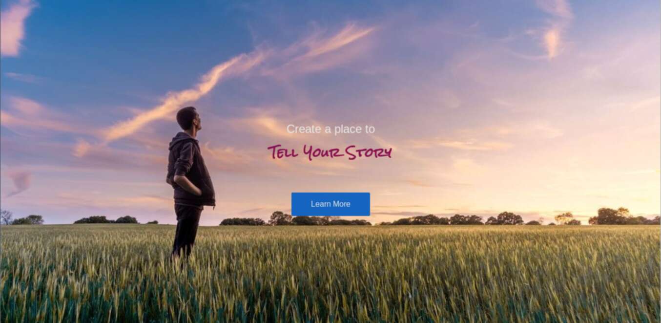 Screenshot of ryanfordwebdev.com's hero section featuring a hires image of a man standing in a field looking at the sky and call to action UI element